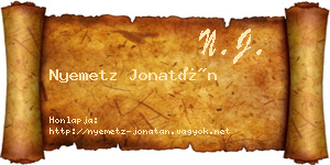 Nyemetz Jonatán névjegykártya